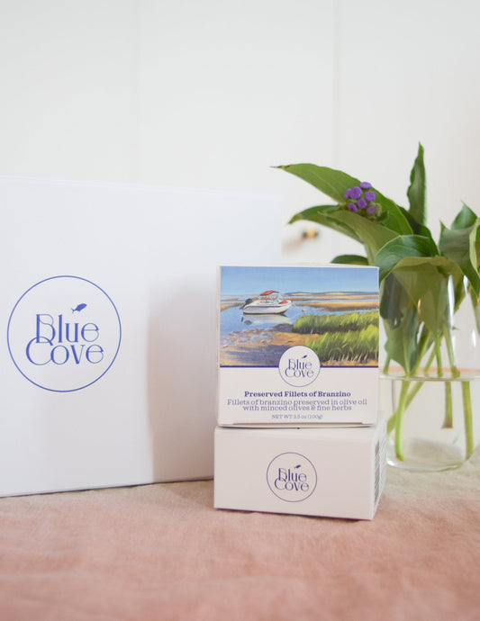 Branzino with olives & fine herbs (2x tins) - Blue Cove